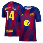 Kits de fútbol RASHFORD #14 Camiseta de fútbol local del Barcelona 2025/26 Rojo y azul