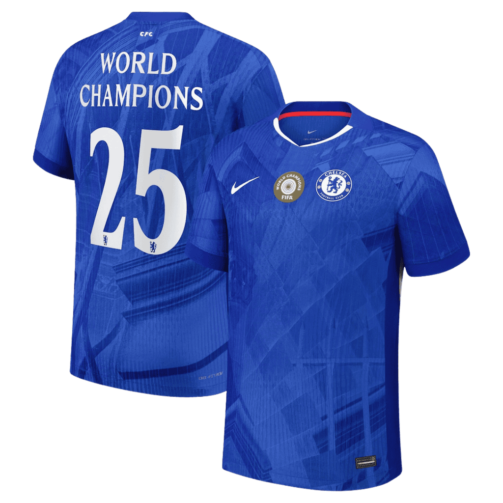 Soccer Kits Authentic WORLD CHAMPIONS #25 Chelsea Home Soccer Jersey 2025/26 Blue - with chest badge