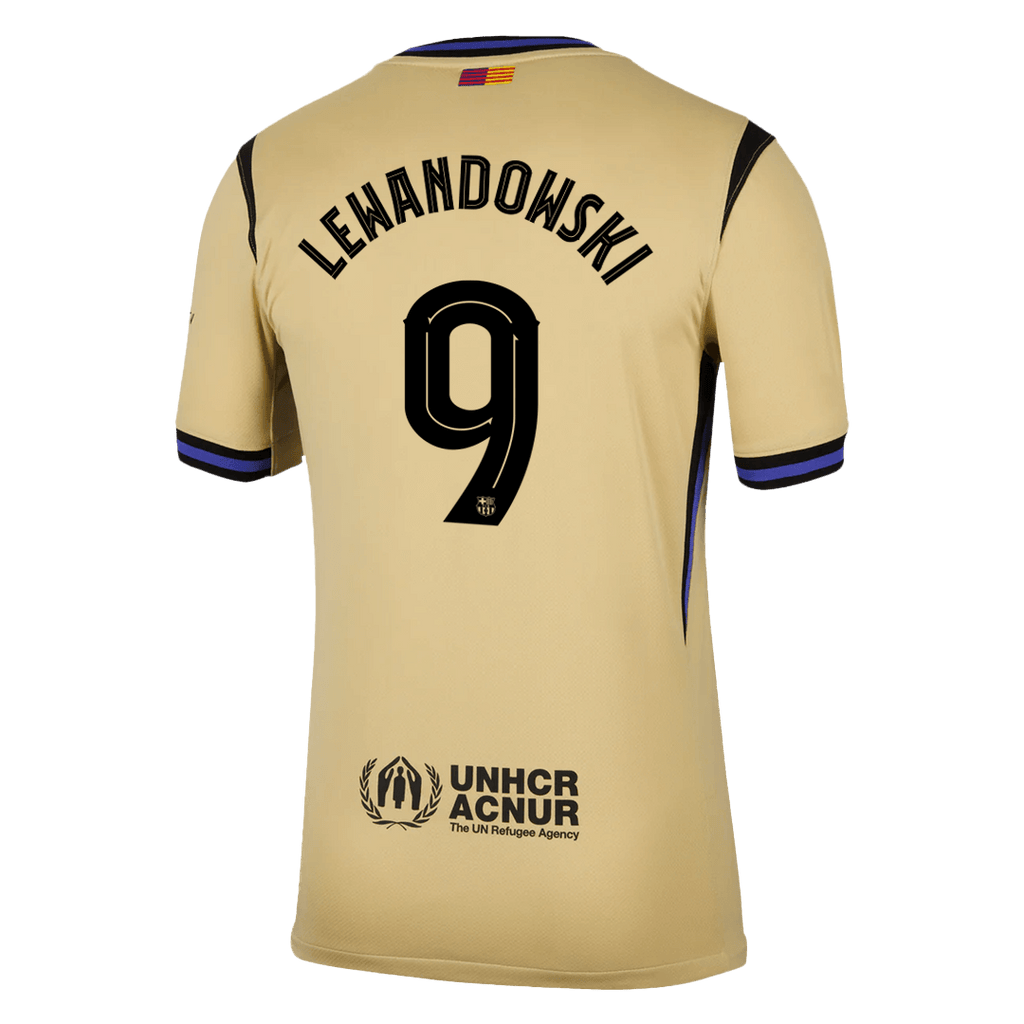 Maillot de football LEWANDOWSKI #9 Barcelone Extérieur 2025/26 Jaune - UCL