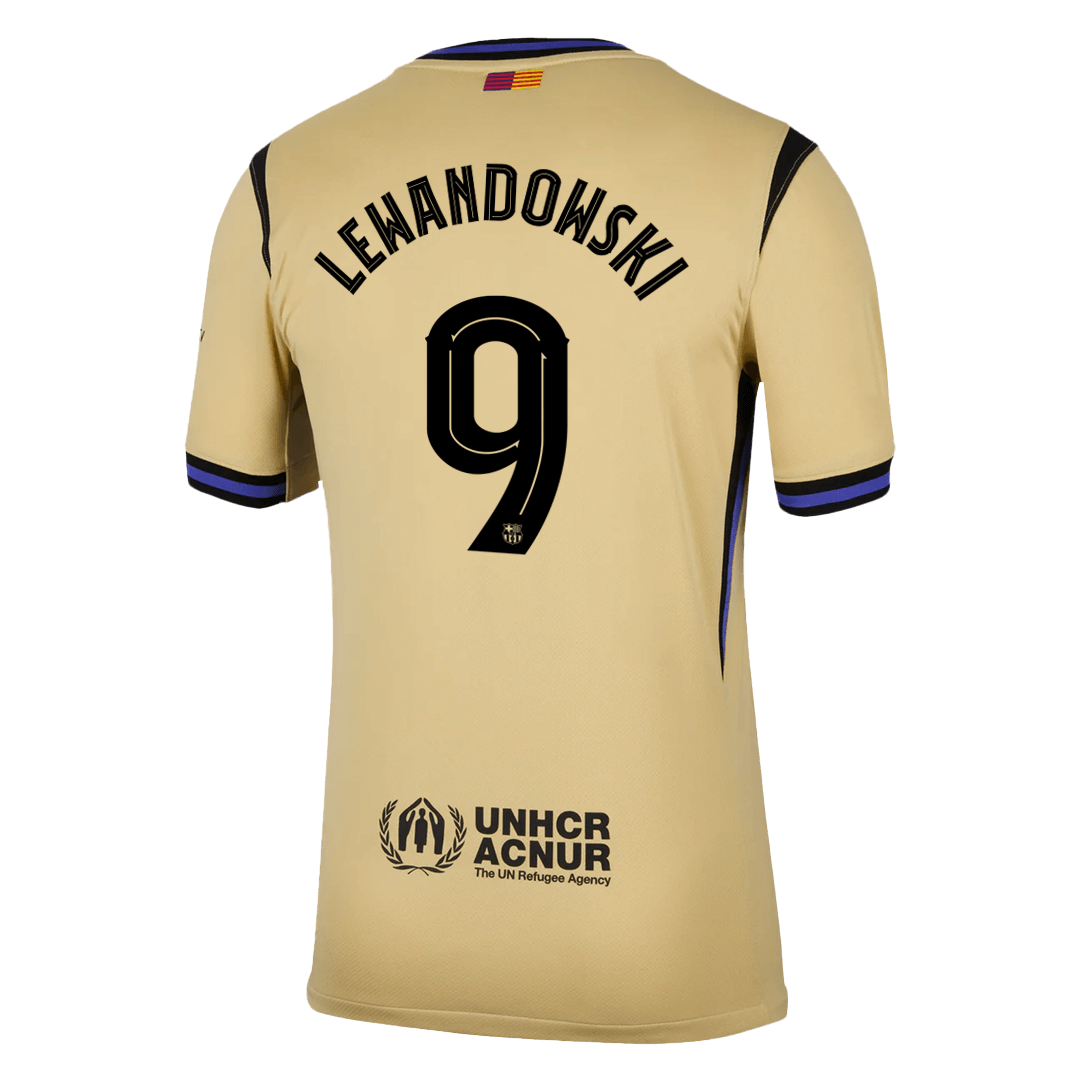 Maillot de football LEWANDOWSKI #9 Barcelone Extérieur 2025/26 Jaune - UCL