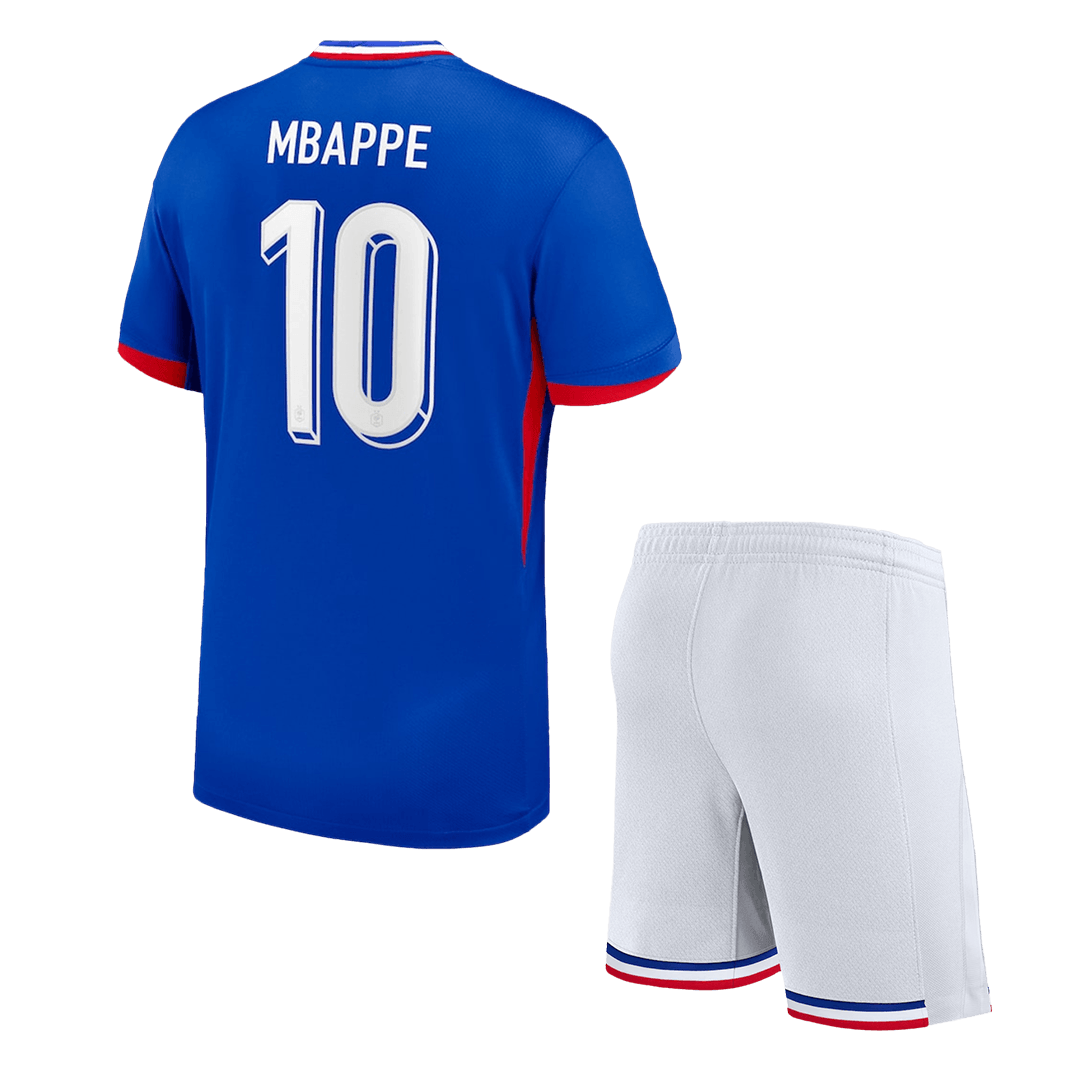 Kits de fútbol para niños MBAPPÉ #10 Francia Camiseta de fútbol local (Camiseta + Pantalones cortos) Eurocopa 2024