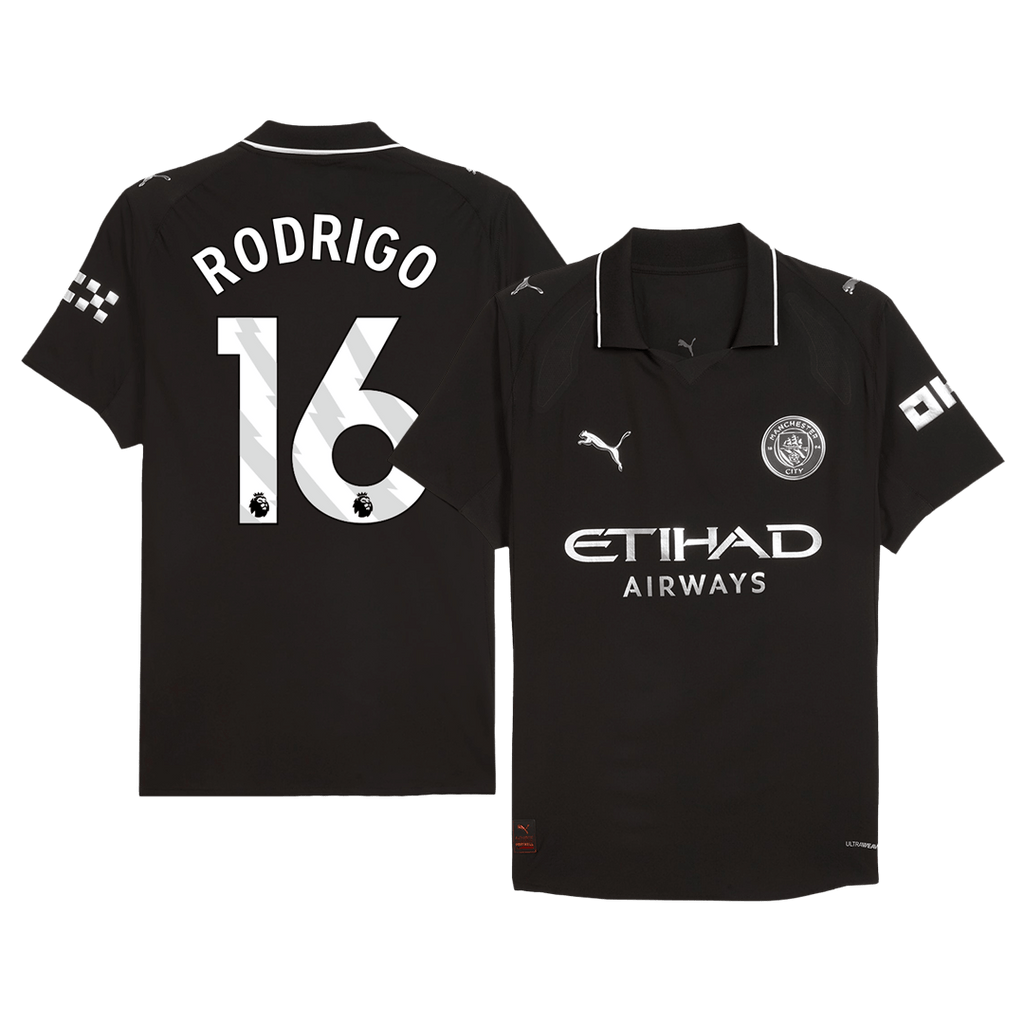 Soccer Kits Authentic RODRIGO #16 Manchester City Away Soccer Jersey 2025/26 Black