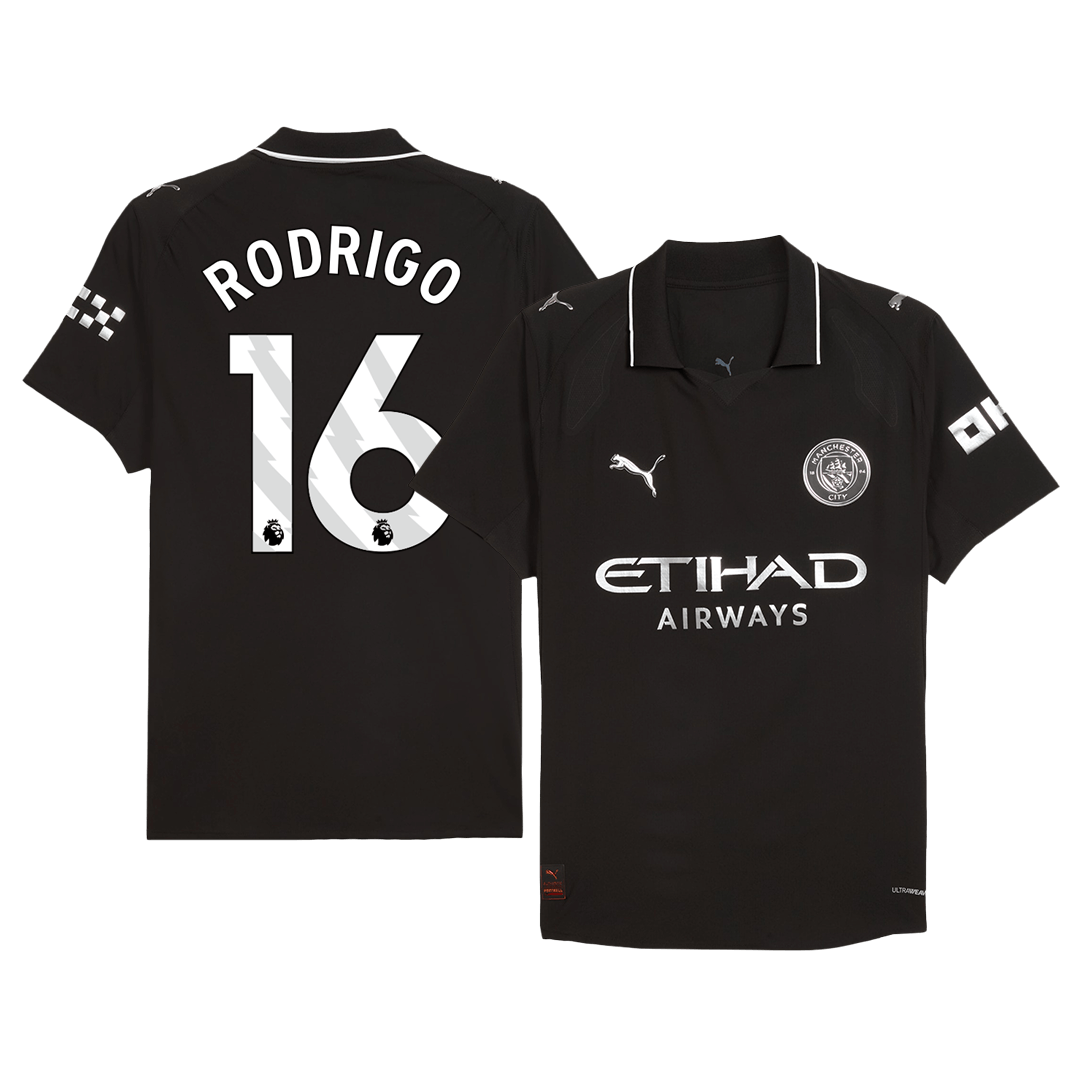 Soccer Kits Authentic RODRIGO #16 Manchester City Away Soccer Jersey 2025/26 Black