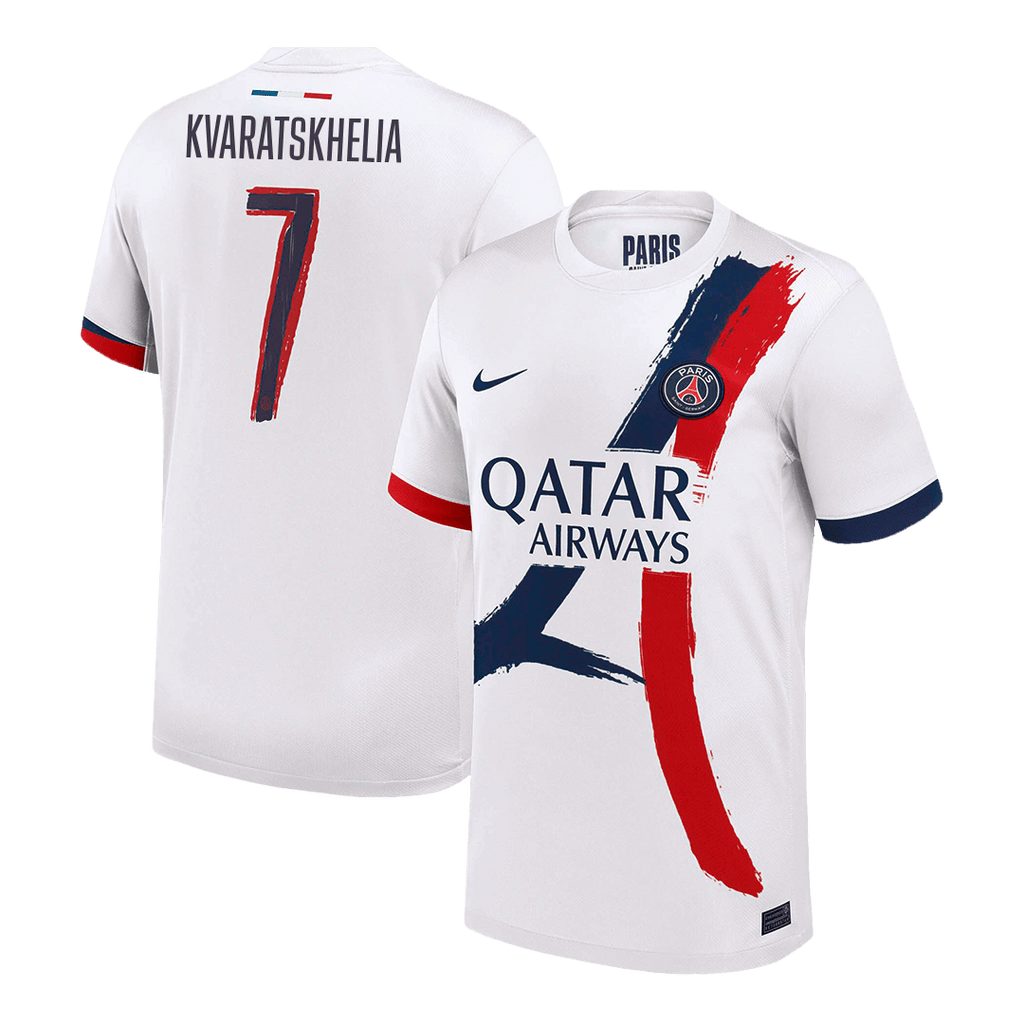 Camiseta de visitante KVARATSKHELIA #7 del PSG 2024/25, blanca - UCL