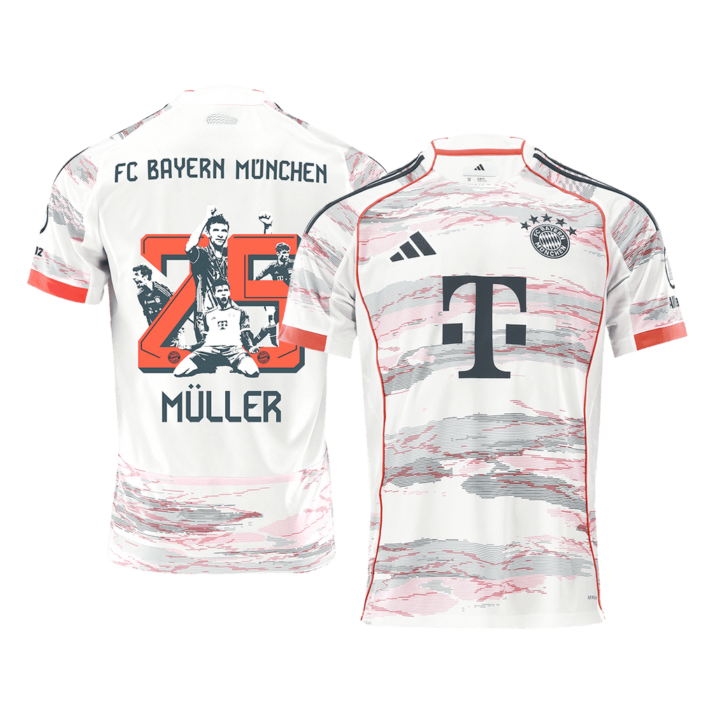 Maillot de football MÜLLER Special #25 Bayern Munich Extérieur 2025/26 Blanc