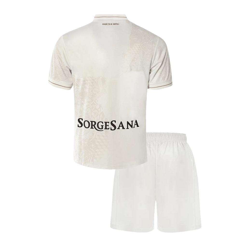 Maillot de football extérieur Naples 25/26 pour enfant (maillot + short) Blanc