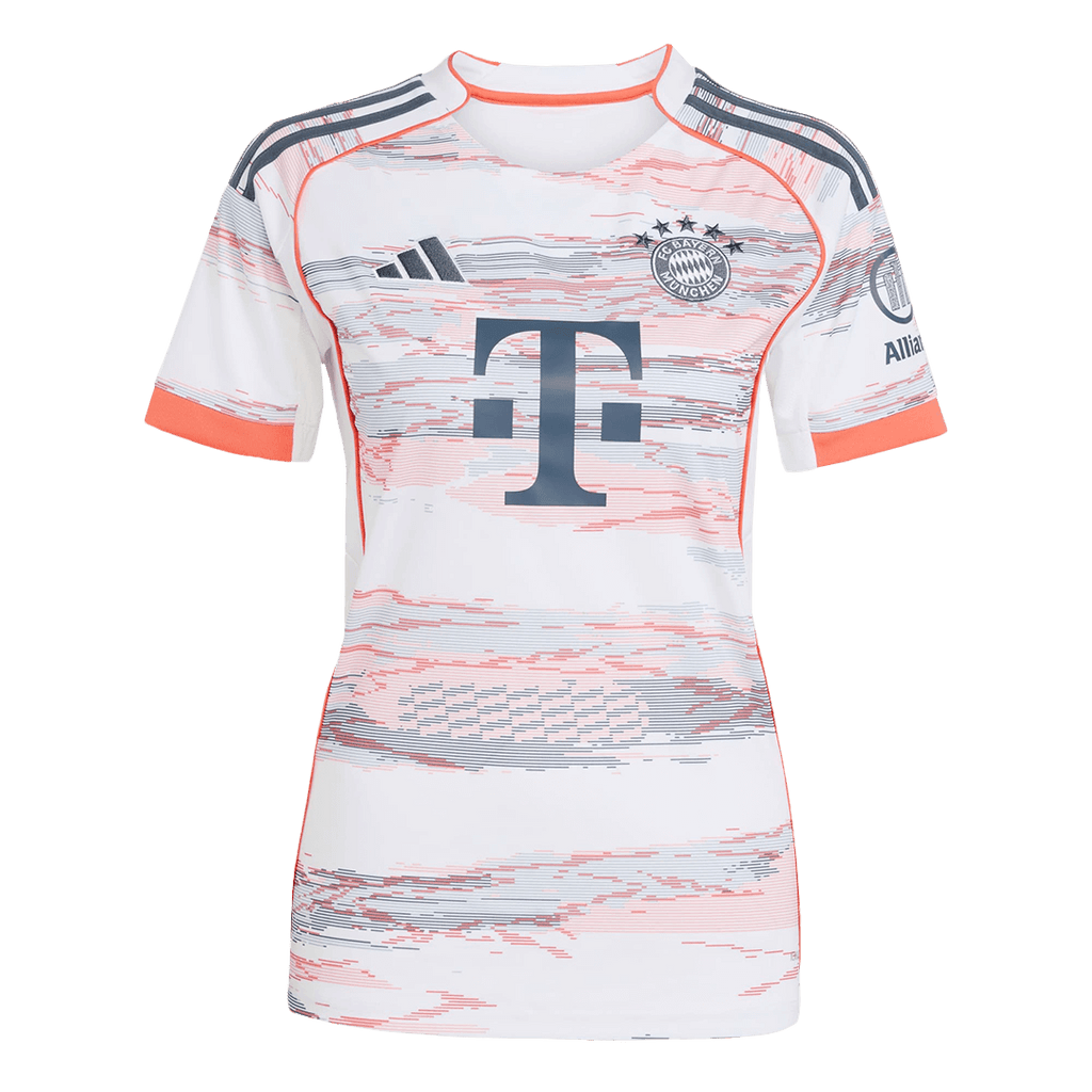 Camiseta de fútbol visitante del Bayern Múnich 2025/26 para mujer, color blanco