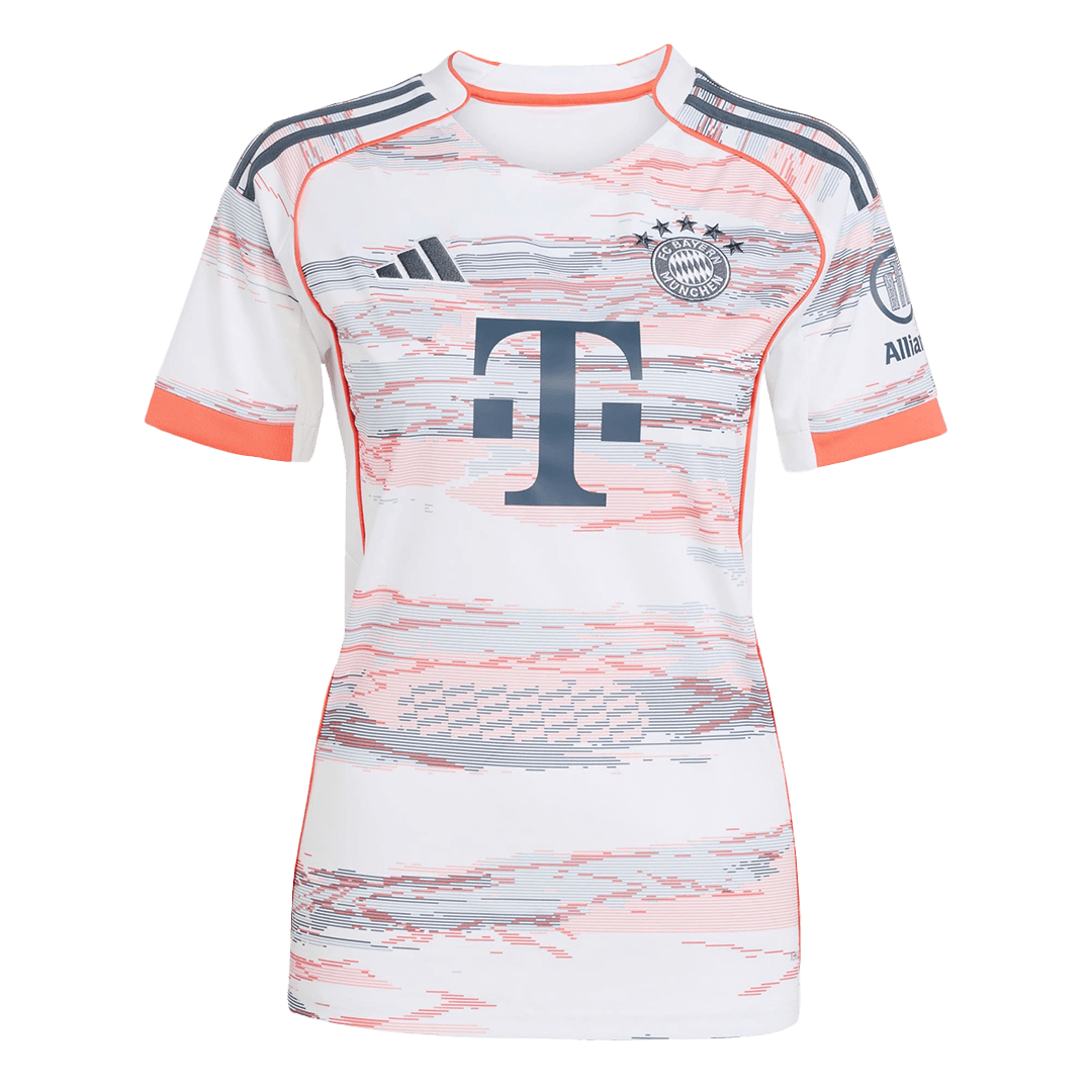Camiseta de fútbol visitante del Bayern Múnich 2025/26 para mujer, color blanco