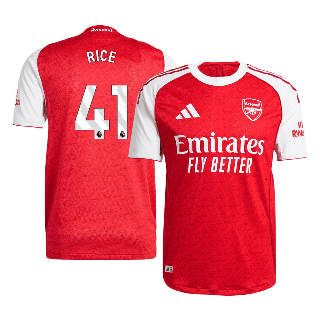 Soccer Kits Authentic RICE #41 Arsenal Home Soccer Jersey 2025/26 Red