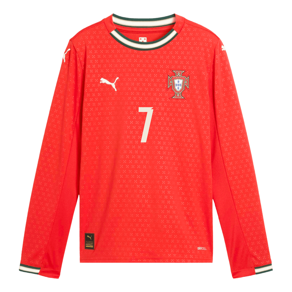 Kits de fútbol RONALDO #7 Portugal Home Camiseta de fútbol de manga larga 2025 Rojo