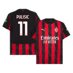 Kits de fútbol PULISIC #11 AC Milan Camiseta de fútbol local 2025/26 Rojo y negro