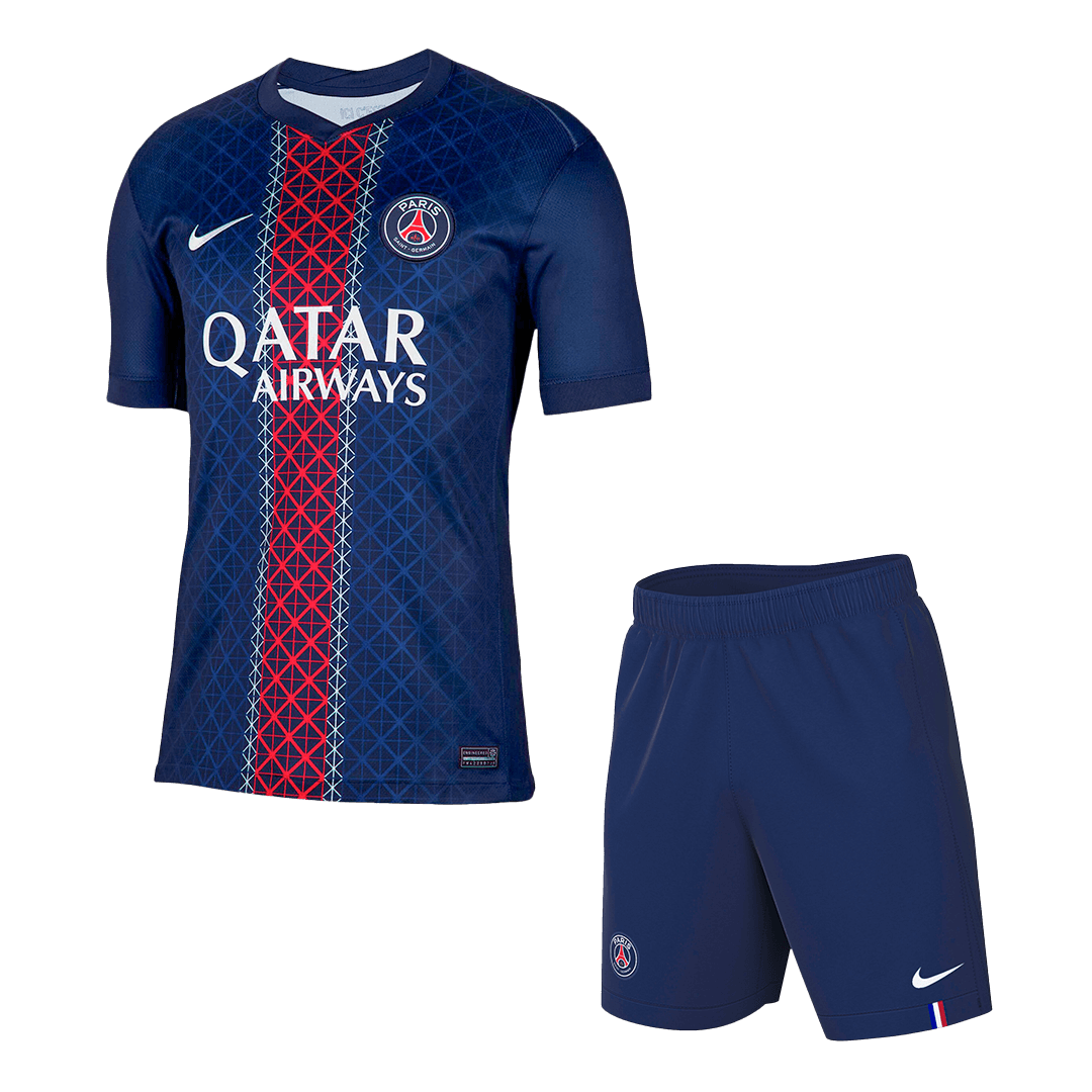 Kits de fútbol: Camiseta de fútbol local del PSG (camiseta y pantalones cortos) 2025/26, azul marino