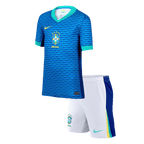 Kits de fútbol: Camiseta de fútbol visitante de Brasil para niños (camiseta y pantalones cortos) Copa América 2024
