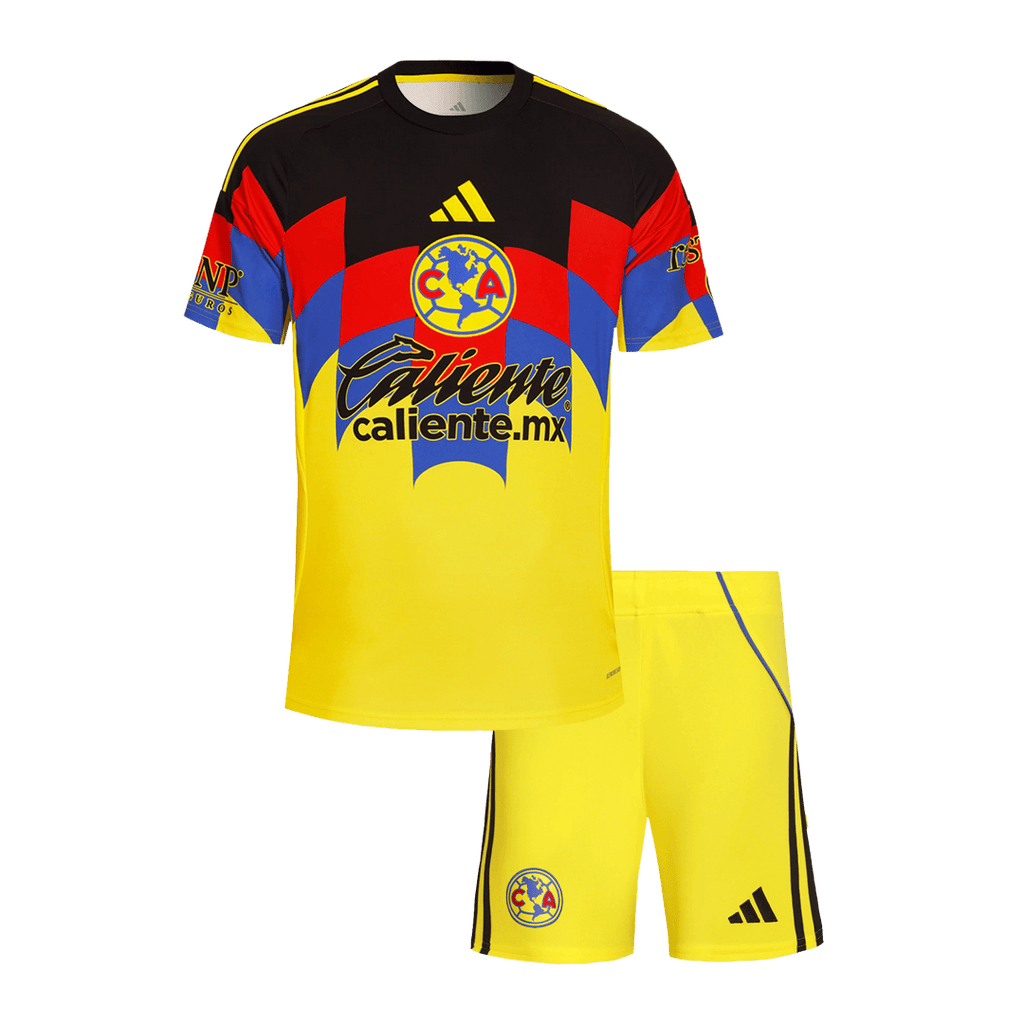 Kits de fútbol para niños Club América: camiseta de fútbol local (camiseta + pantalones cortos) 2025/26, amarillo