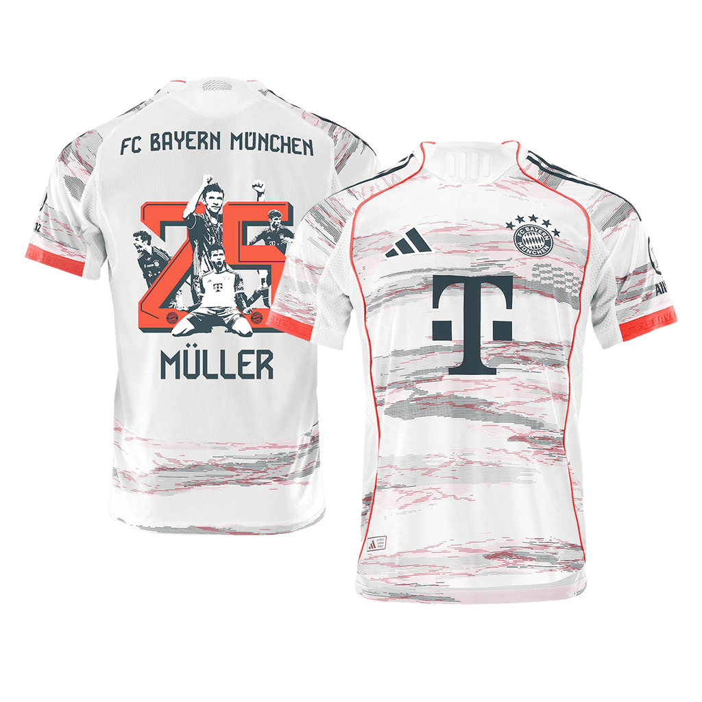 Soccer Kits Authentic MÜLLER Special #25 Bayern Munich Away Soccer Jersey 2025/26 White