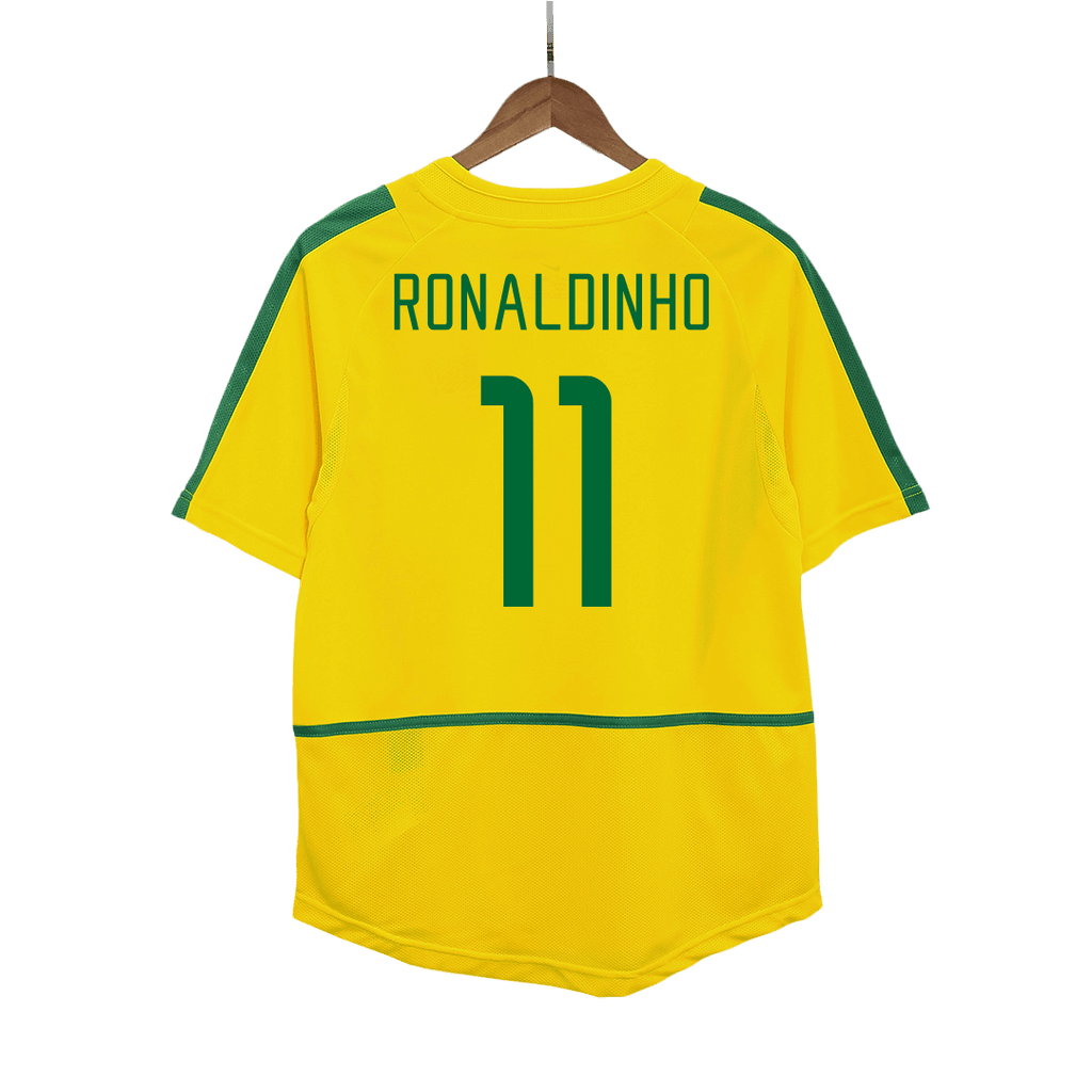 Kits de fútbol Retro RONALDINHO #11 2002/03 Brasil Camiseta de fútbol local