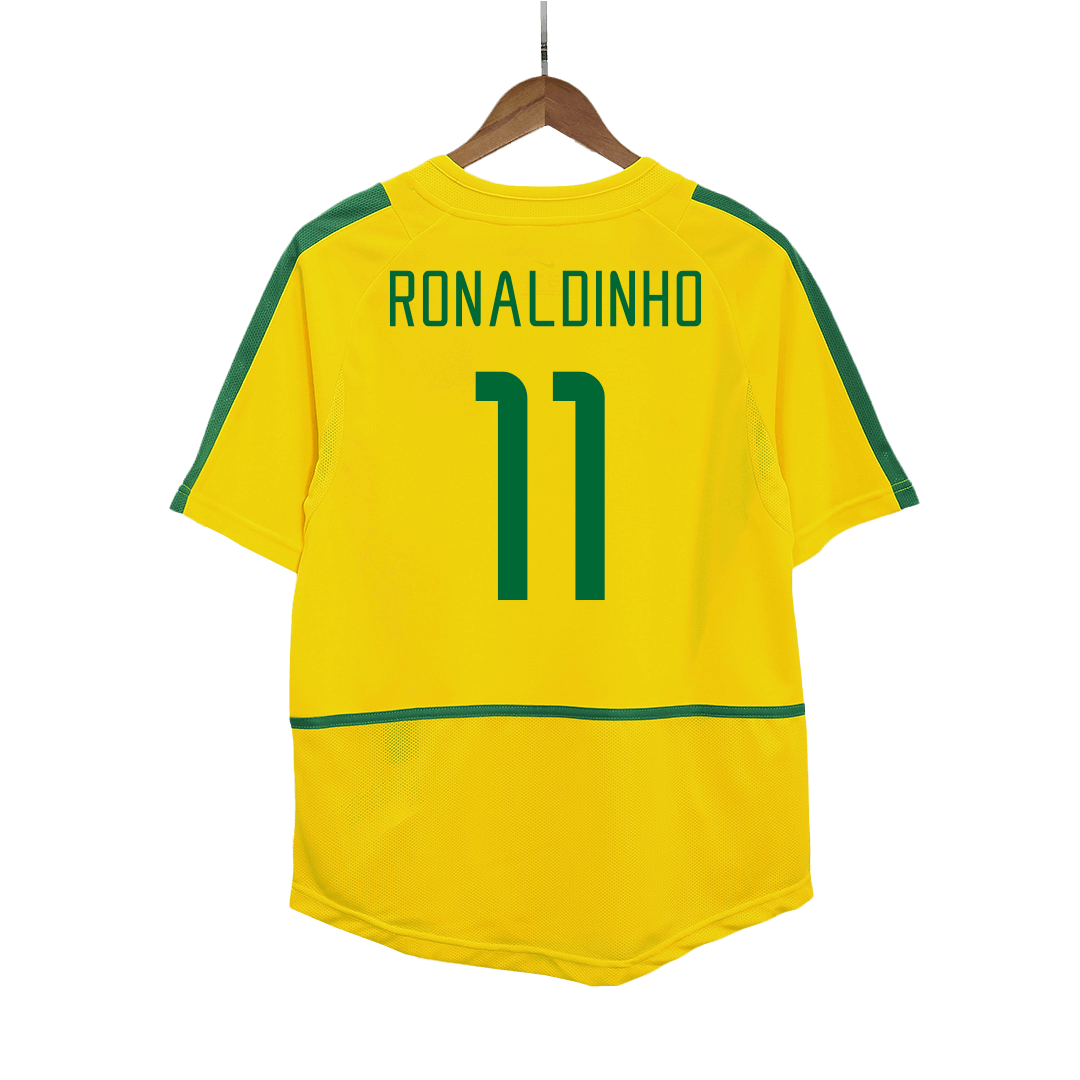 Kits de fútbol Retro RONALDINHO #11 2002/03 Brasil Camiseta de fútbol local