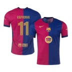 Camiseta de fútbol Raphinha #11, camiseta local del Barcelona 2024/25, roja y azul - UCL (logotipo de Spotify sin texto)
