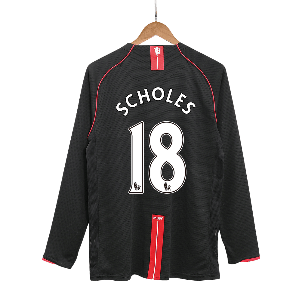 Camiseta de fútbol retro Scholes #18 2007/08 Manchester United de visitante de manga larga