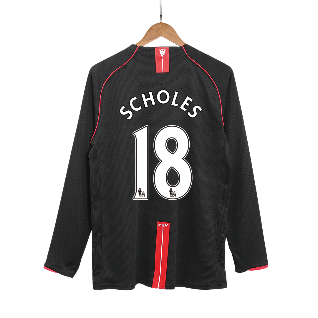 Camiseta de fútbol retro Scholes #18 2007/08 Manchester United de visitante de manga larga