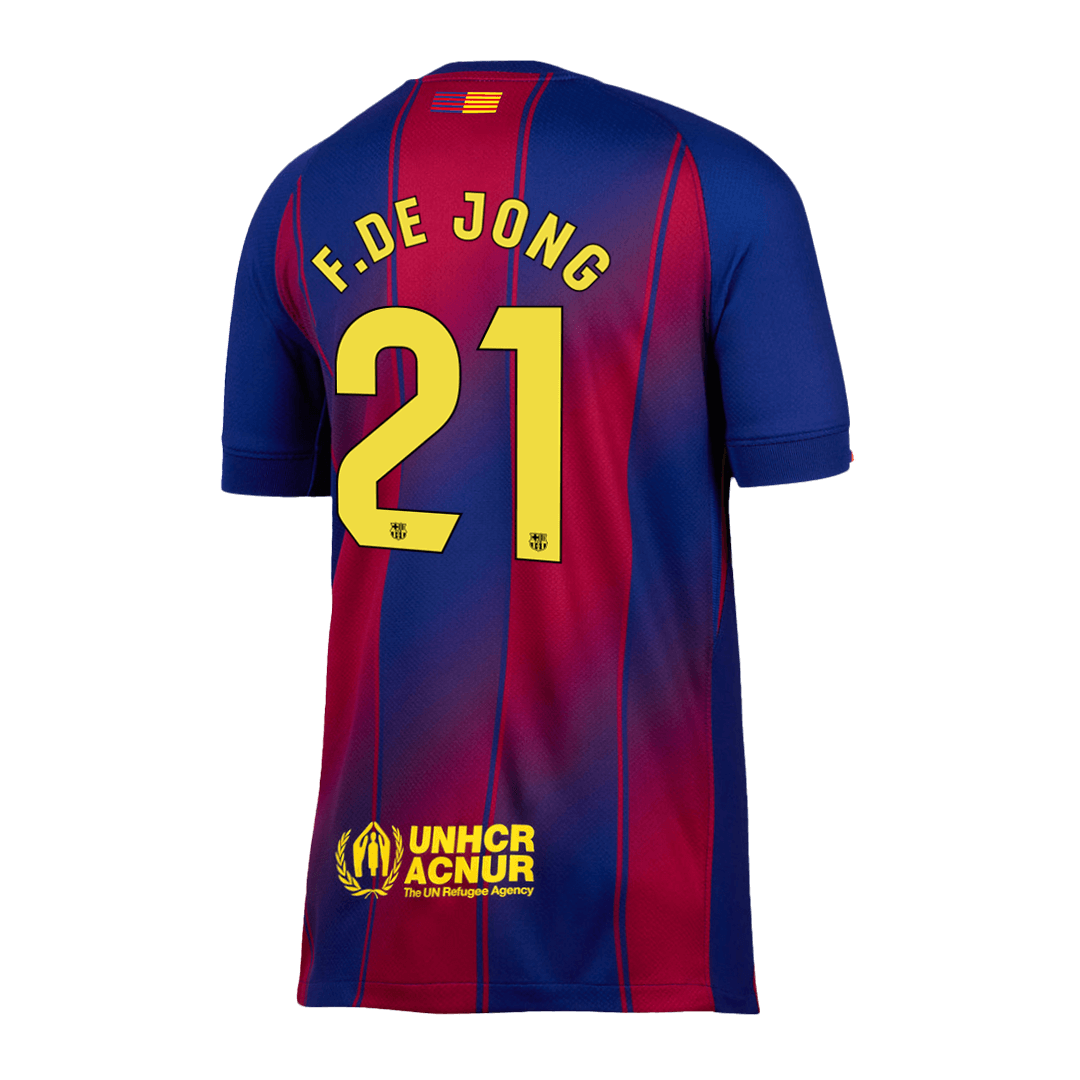 Maillot de football F.DE JONG #21 Barcelone Domicile 2025/26 Rouge et Bleu