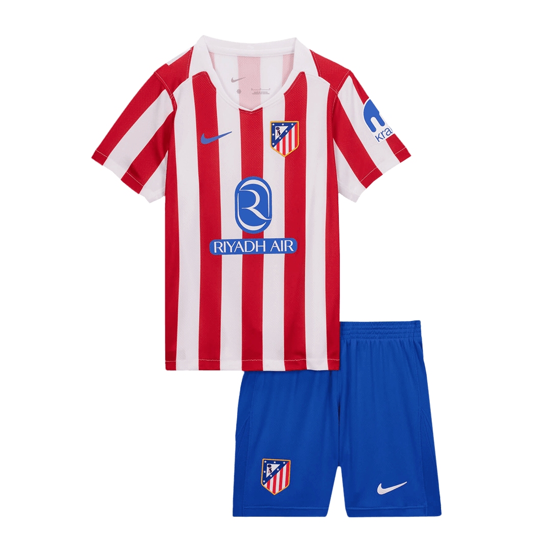 Maillot de football domicile Atlético Madrid pour enfant (maillot + short) 2025/26 rouge et blanc