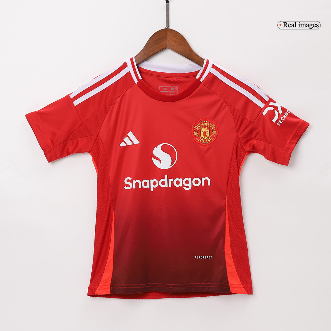 Camiseta de fútbol local del Manchester United para niños (camiseta y pantalón corto) 2024/25