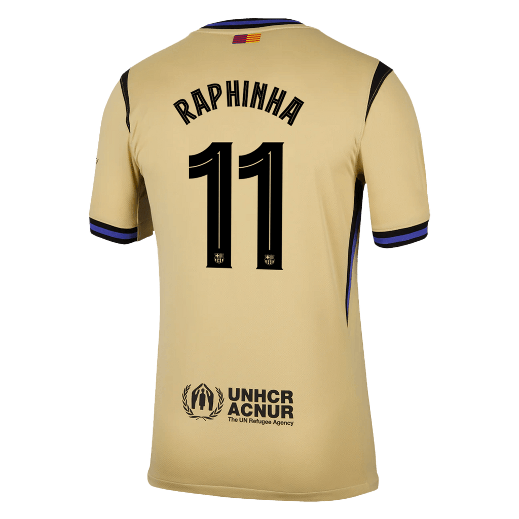 Camiseta de visitante del Barcelona RAPHINHA #11 2025/26 amarilla - UCL