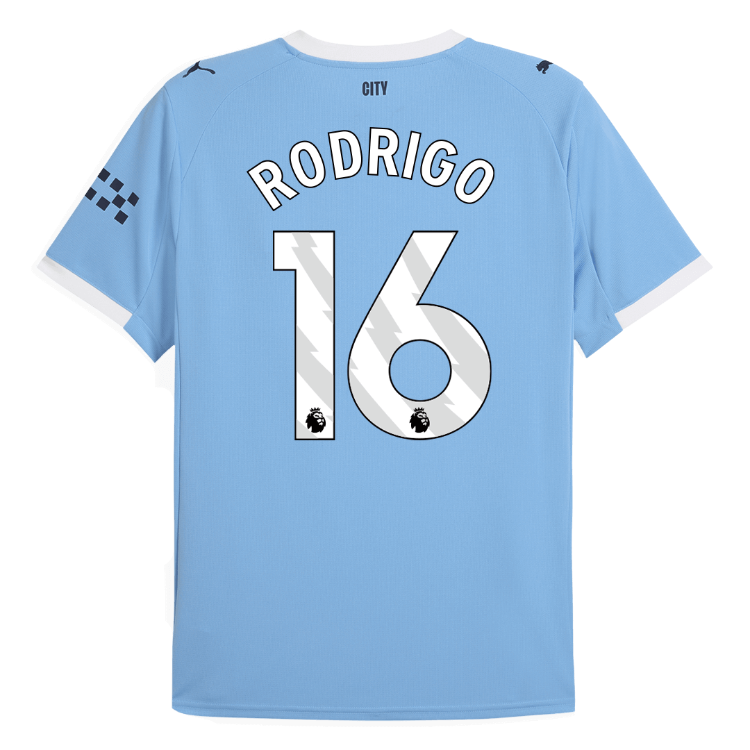 Kits de fútbol RODRIGO #16 Manchester City Camiseta de fútbol local 2025/26 Azul