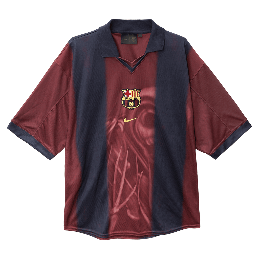 Maillot de football rétro domicile Barcelone X CJ 2000/01 rouge et bleu