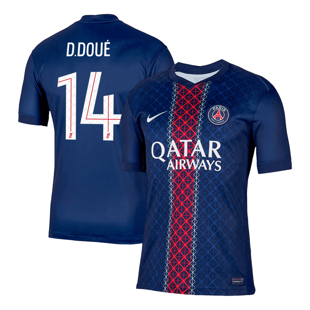 Soccer Kits D.DOUÉ #14 PSG Home Soccer Jersey 2025/26 Navy