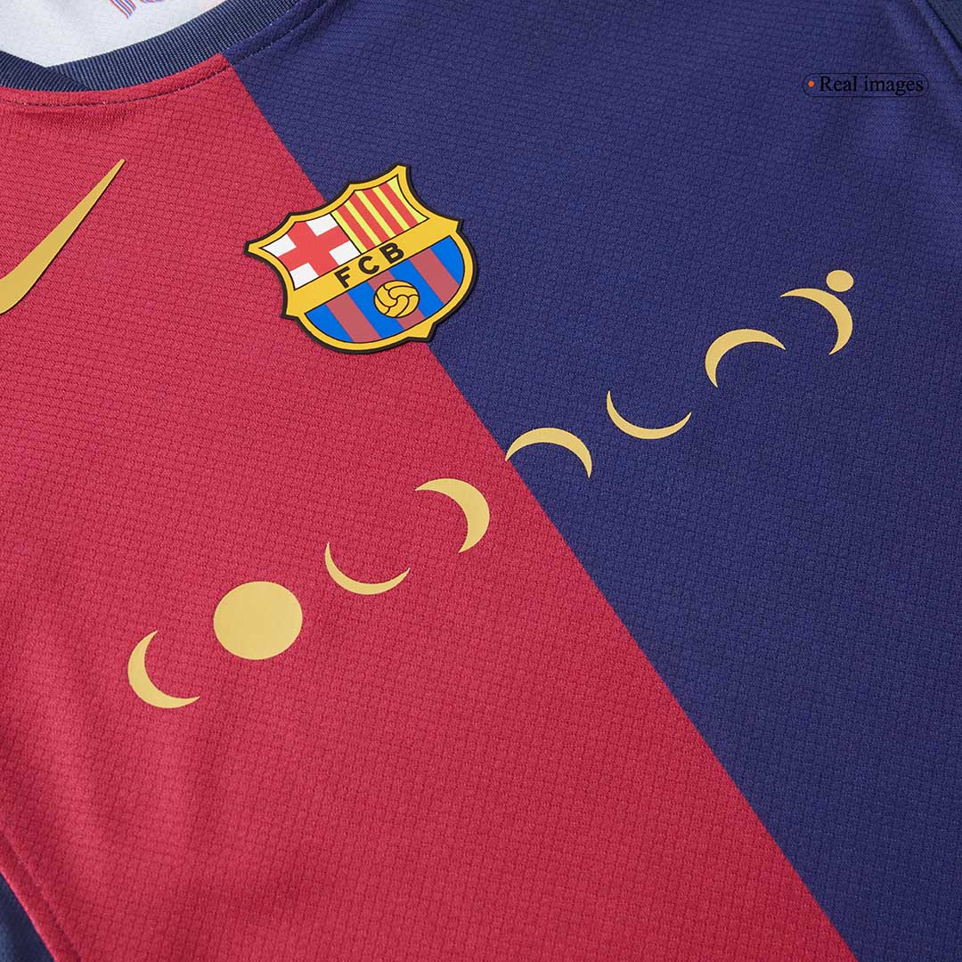 Maillot de football domicile Barcelone X Coldplay pour enfant (maillot + short) 2024/25 rouge et bleu