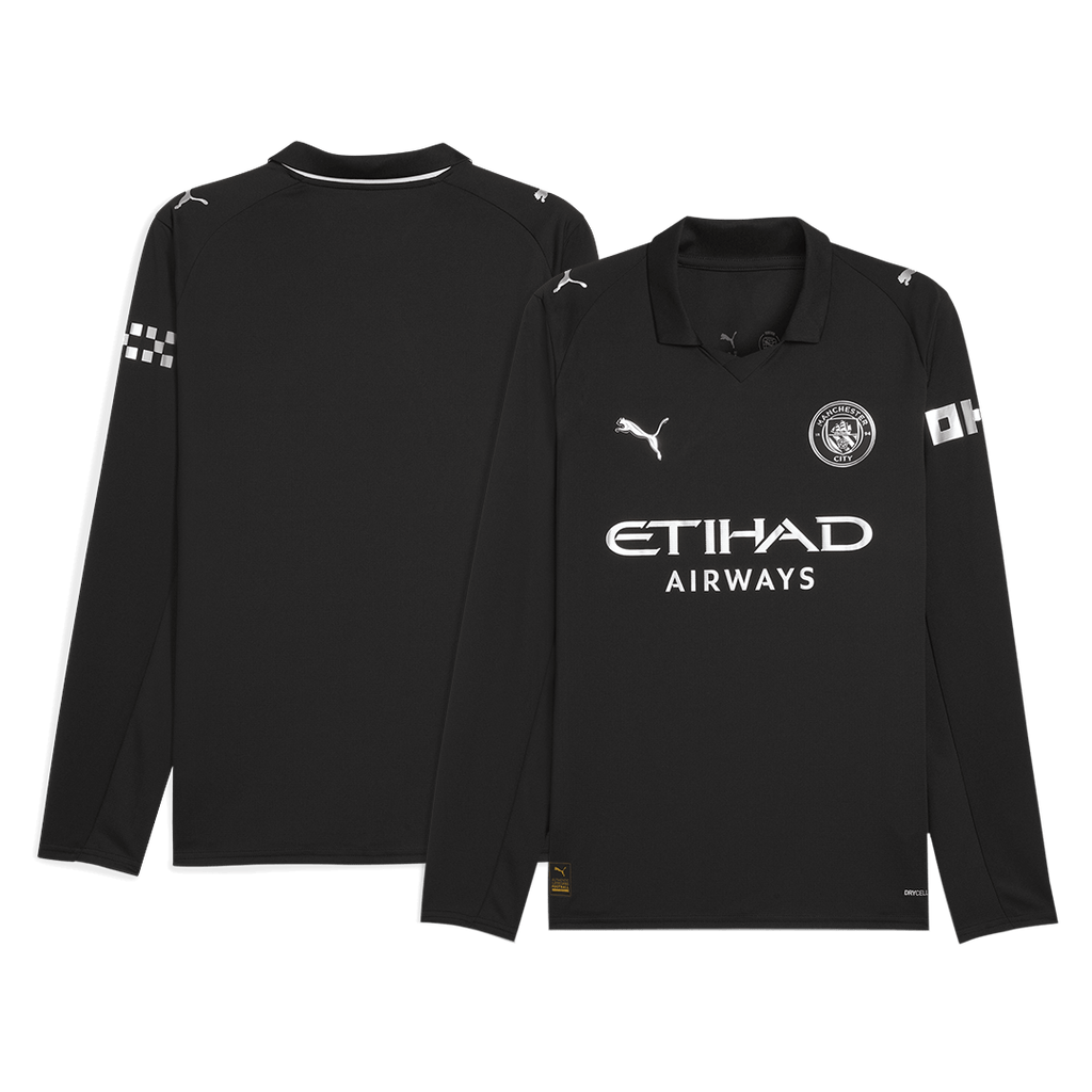 Soccer Kits 25/26 Manchester City Away Long Sleeve Soccer Jersey Black