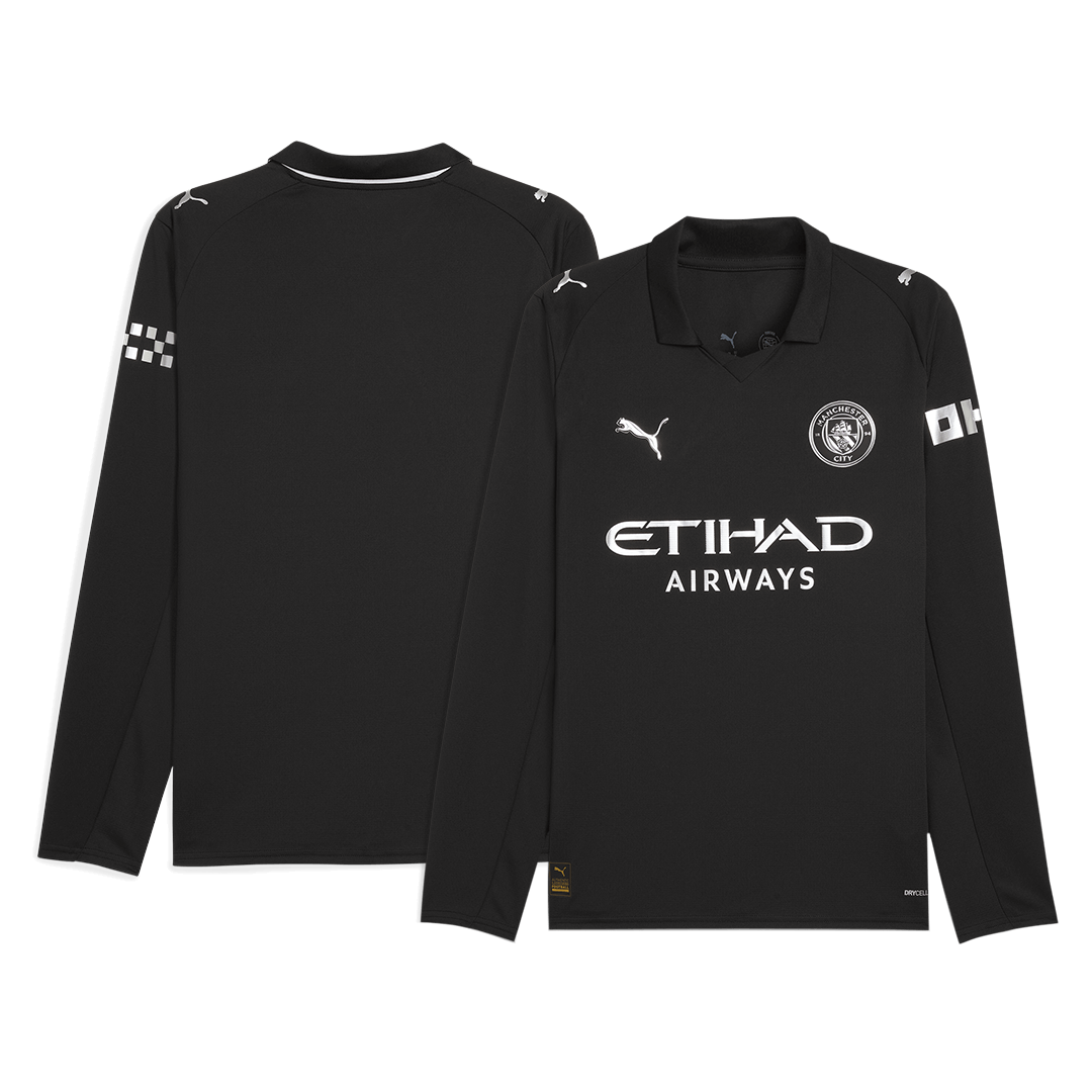 Soccer Kits 25/26 Manchester City Away Long Sleeve Soccer Jersey Black