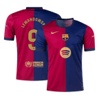 Maillot de football LEWANDOWSKI #9 Barcelone Domicile 2024/25 - Logo Spotify sans texte