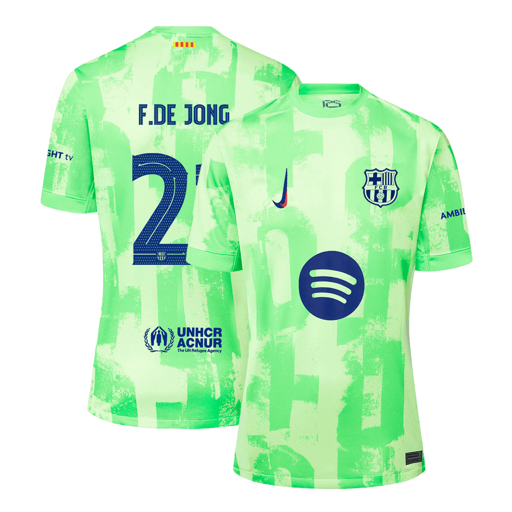 Maillot de football F.DE JONG #21 Barcelone Third Extérieur 2024/25 - UCL£¨Logo Spotify sans texte£©