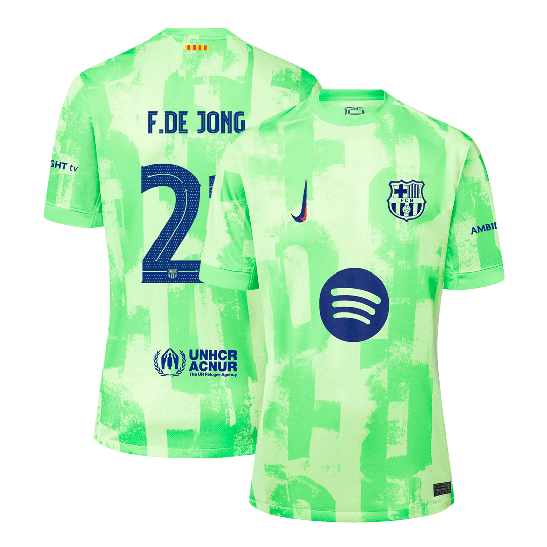 Maillot de football F.DE JONG #21 Barcelone Third Extérieur 2024/25 - UCL£¨Logo Spotify sans texte£©