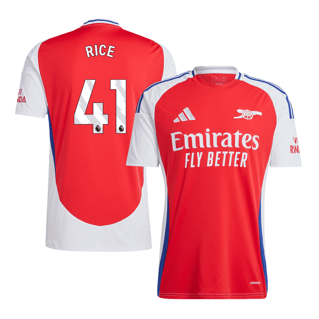 Kits de fútbol RICE #41 Arsenal Home Soccer Jersey 2024/25 Rojo