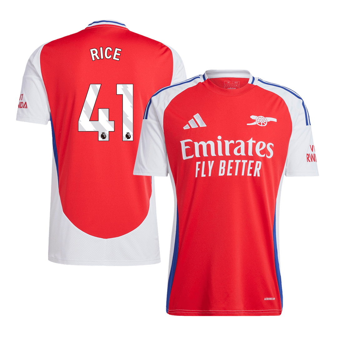 Kits de fútbol RICE #41 Arsenal Home Soccer Jersey 2024/25 Rojo