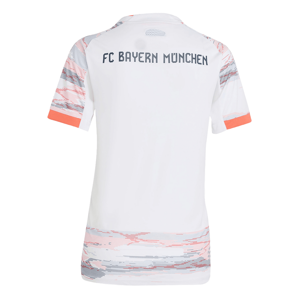 Camiseta de fútbol visitante del Bayern Múnich 2025/26 para mujer, color blanco