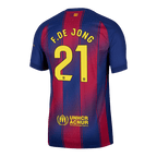 Soccer Kits AuthenticF.DE JONG #21  Barcelona Home Soccer Jersey 2025/26 Red&Blue
