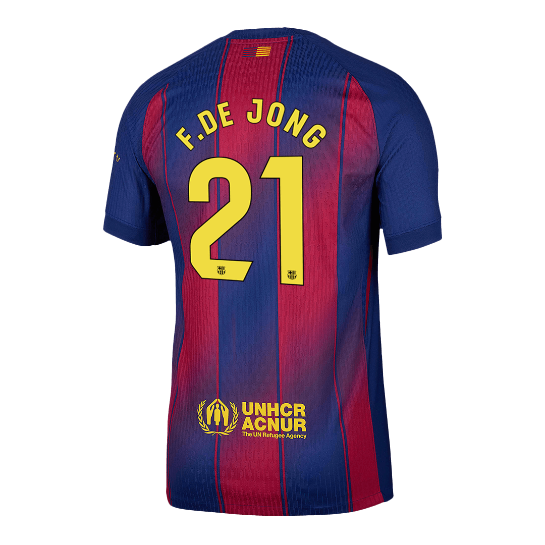 Soccer Kits AuthenticF.DE JONG #21  Barcelona Home Soccer Jersey 2025/26 Red&Blue