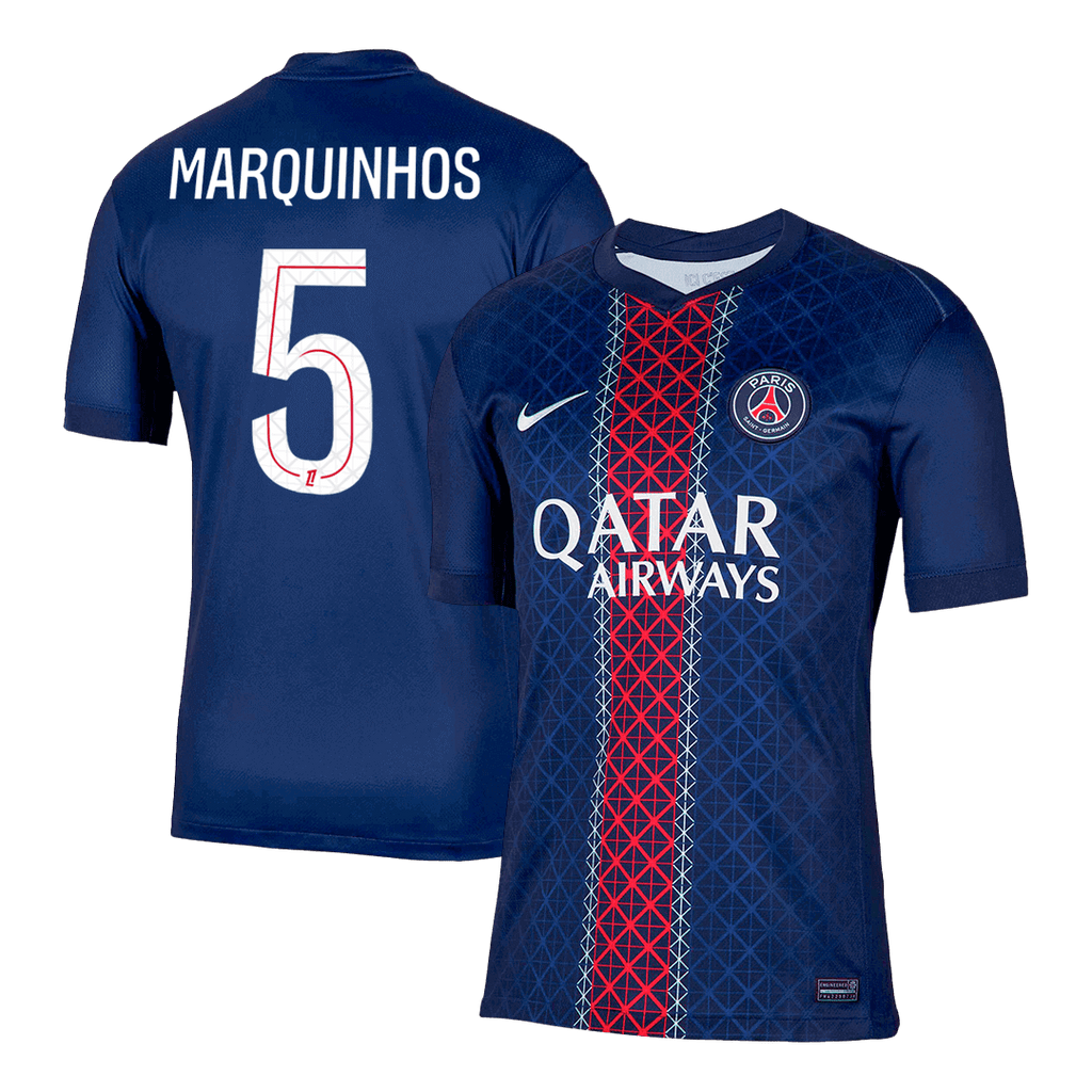 Kits de football MARQUINHOS #5 Maillot de football PSG Domicile 2025/26 Marine