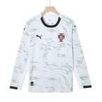Camiseta de fútbol Ronaldo #7 Portugal de visitante, manga larga, 2025, blanca