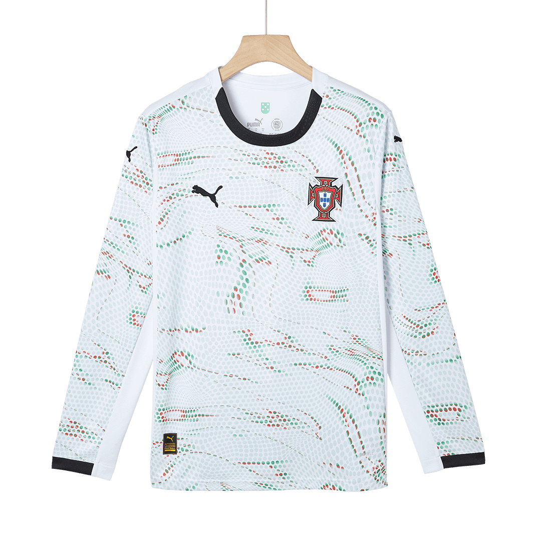 Camiseta de fútbol Ronaldo #7 Portugal de visitante, manga larga, 2025, blanca