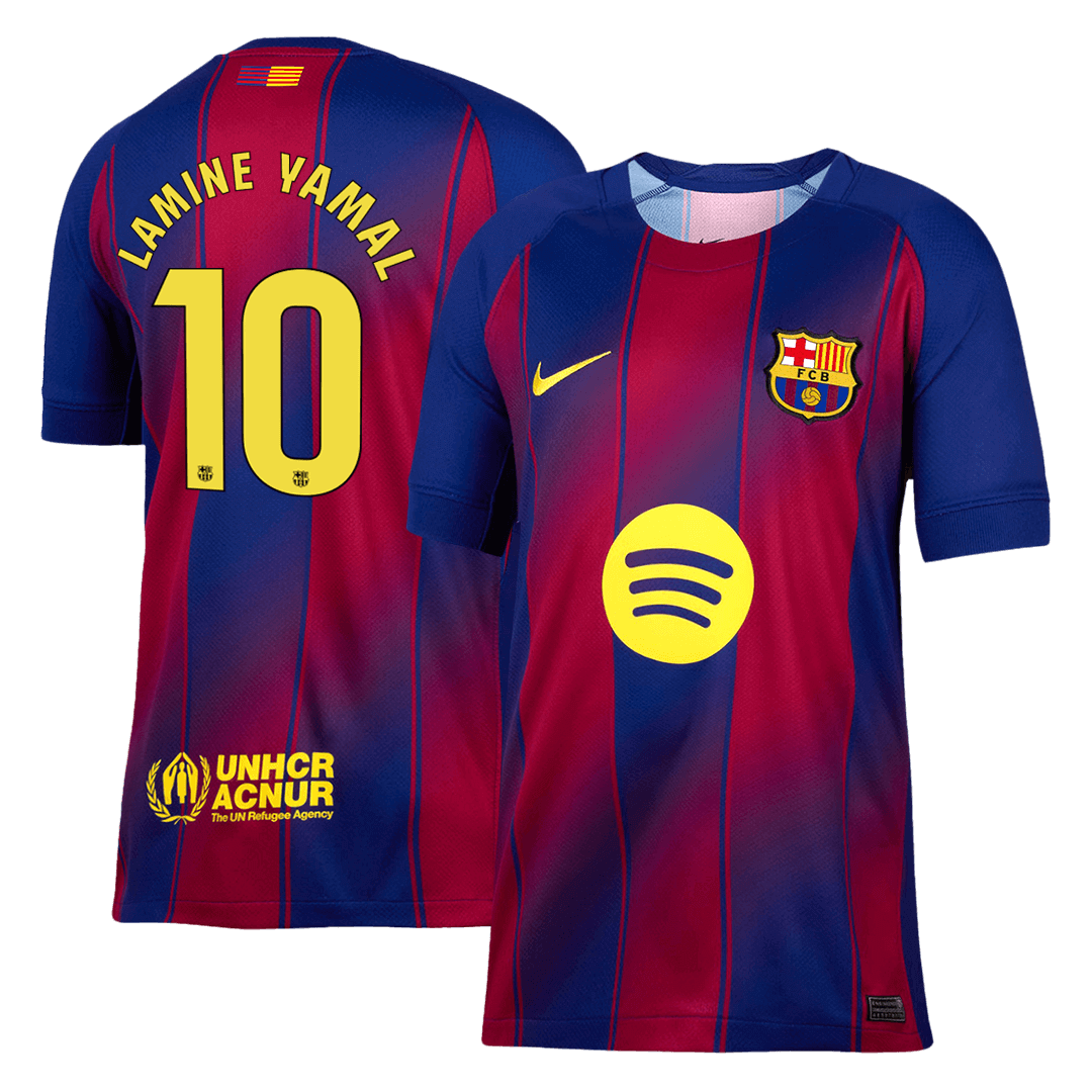 Maillot de football domicile LAMINE YAMAL #10 Barcelone 2025/26 Rouge et bleu