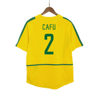 Maillot de football rétro CAFU #2 2002/03 Brésil domicile