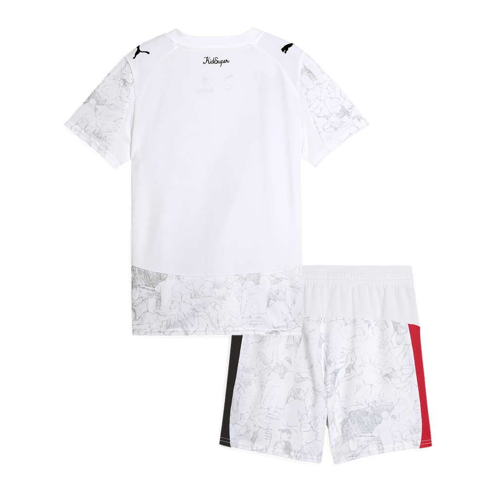 Kit de fútbol para niños: Camiseta de fútbol KidSuper del Manchester City (camiseta y pantalón corto) 2025/26, blanca - Mundial de Clubes