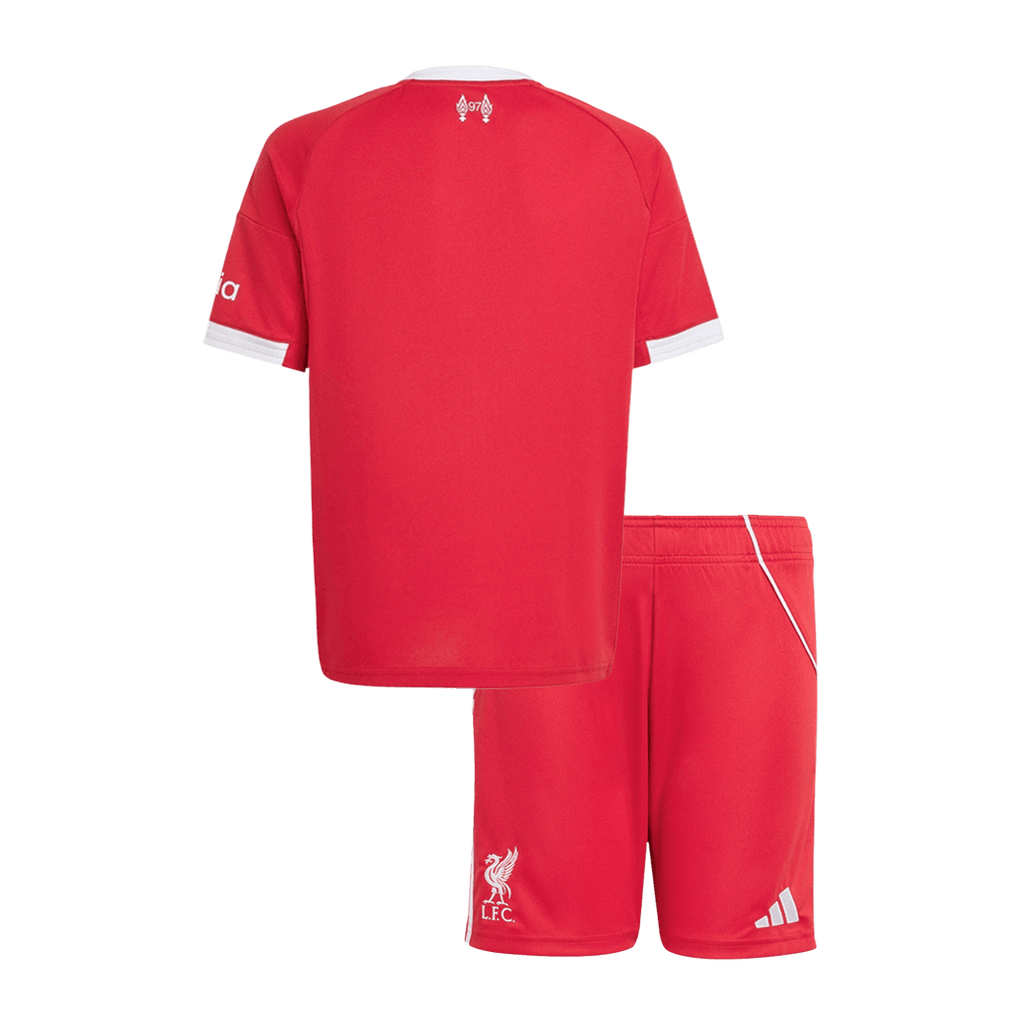Kit de fútbol para niños: camiseta de fútbol local del Liverpool (camiseta y pantalones cortos), talla 25/26, color rojo