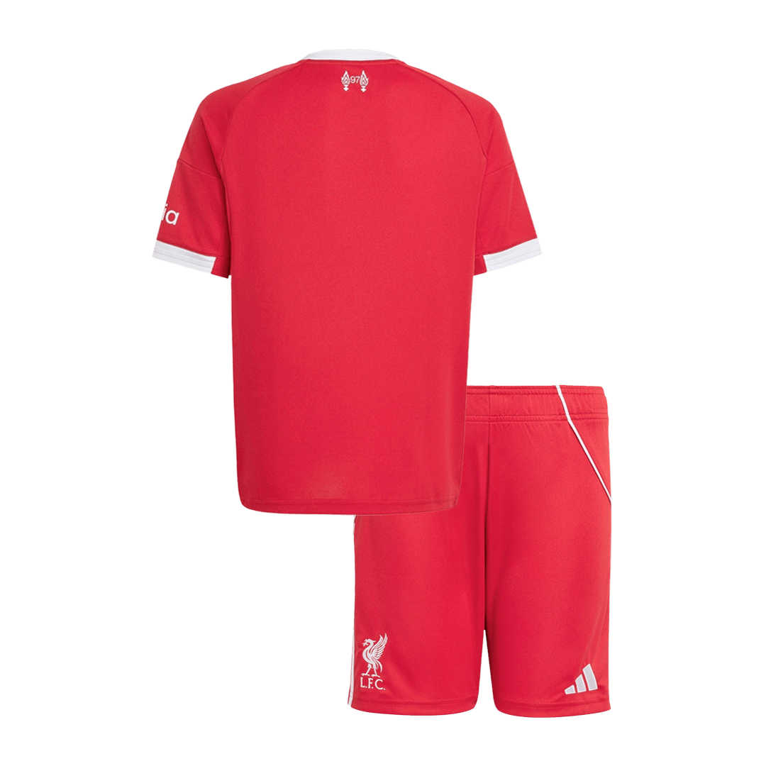Kit de fútbol para niños: camiseta de fútbol local del Liverpool (camiseta y pantalones cortos), talla 25/26, color rojo